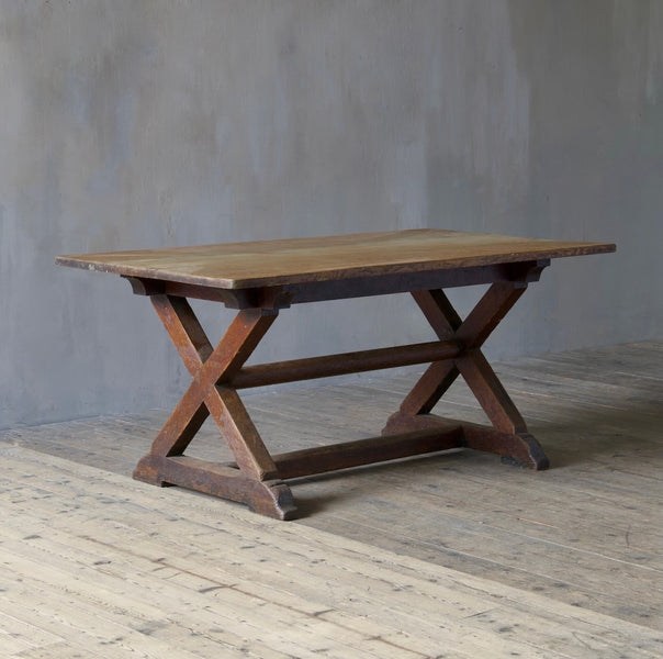 A late 19th century oak refectory table