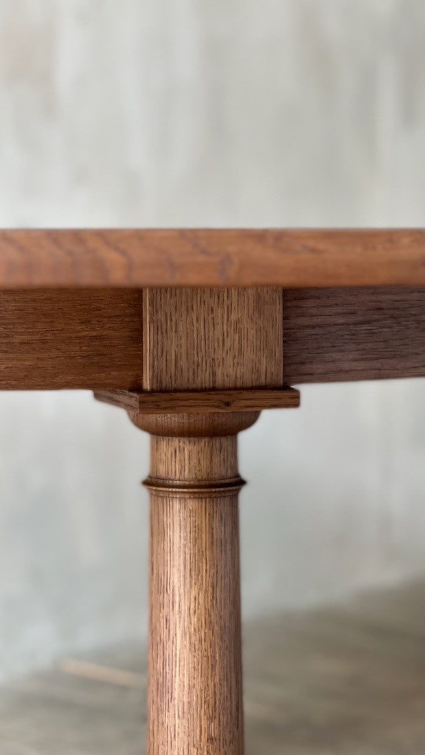 A bespoke circular dining table