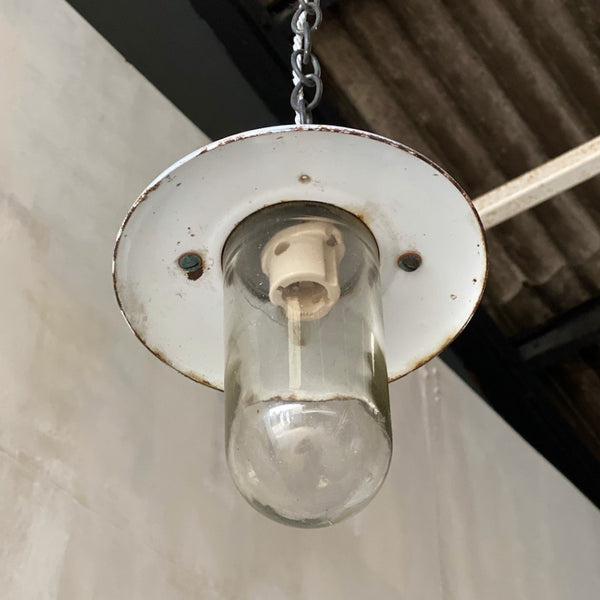 A 1930s iron pendant light