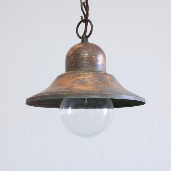 A set of 3 copper pendant lights