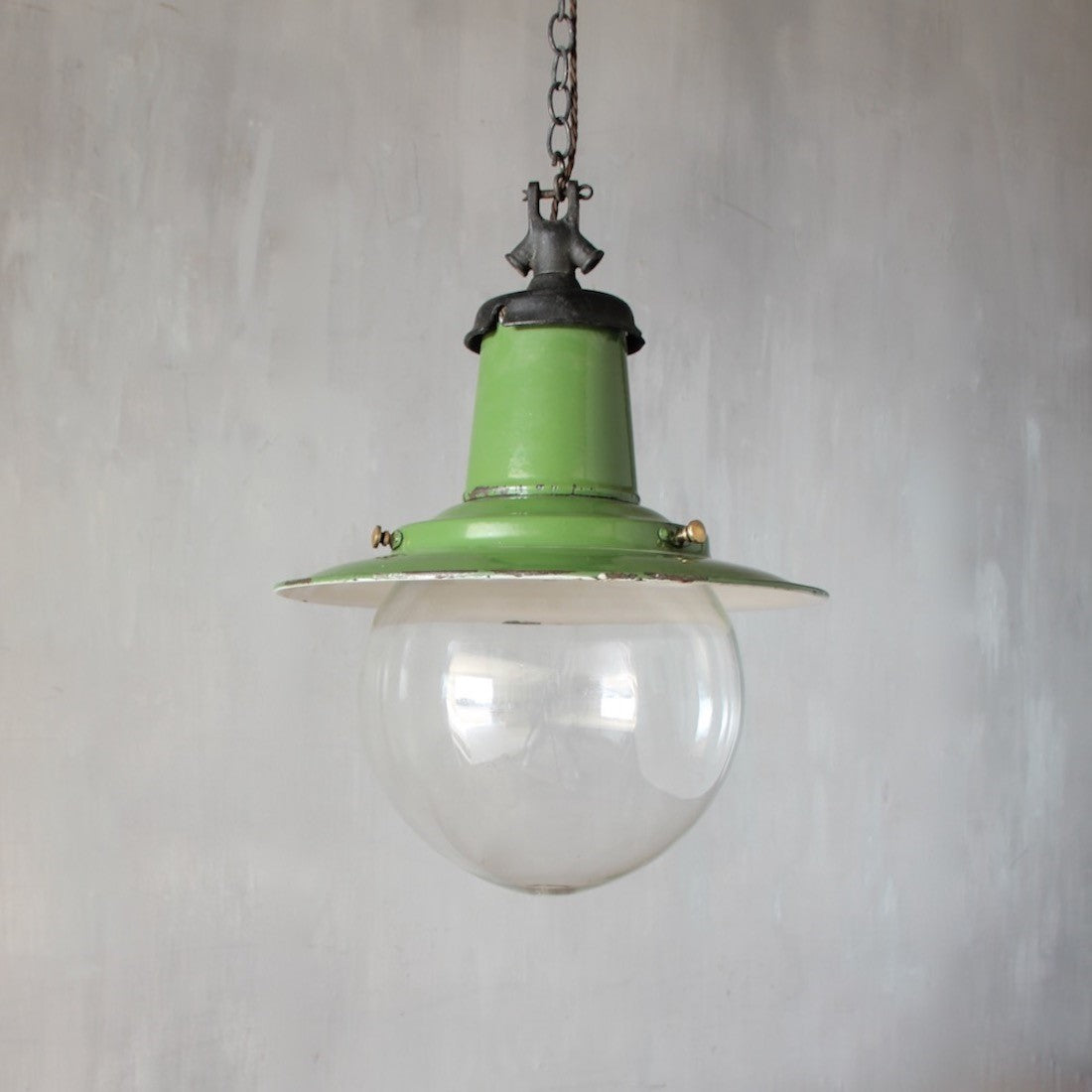 An original enamelled pendant light