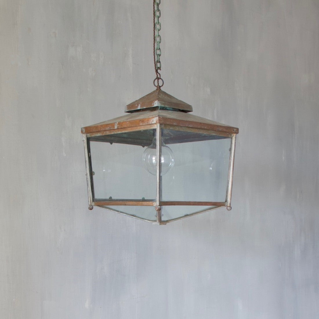 A 1930s square copper lantern 2