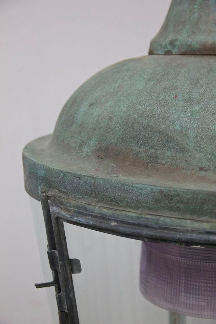 A 1930's cylindrical copper lantern