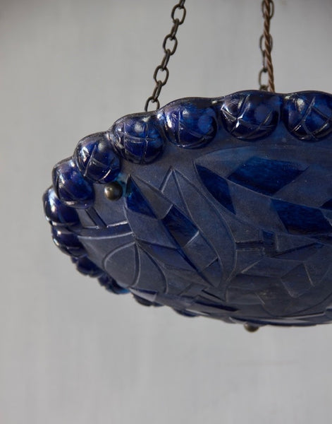 An Art Deco glass dish pendant