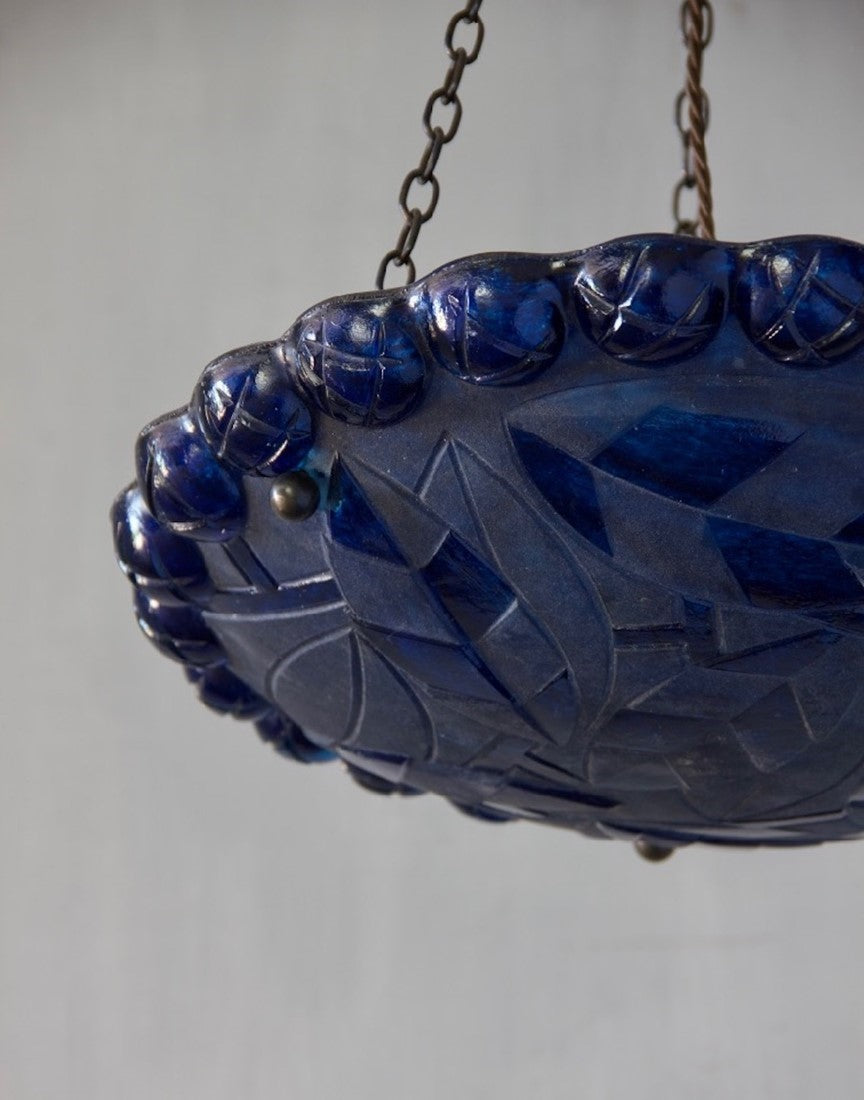 An Art Deco glass dish pendant