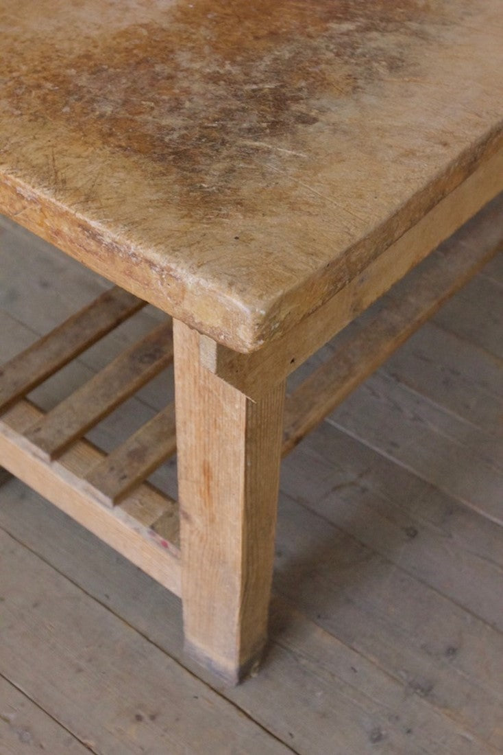 A sycamore-topped preparation table
