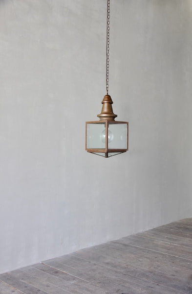 A 1930s square copper lantern