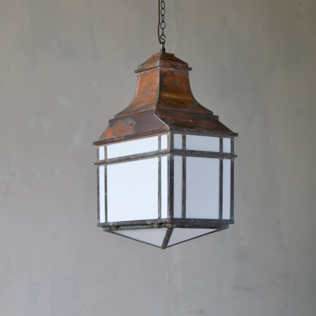 A large architectural copper lantern
