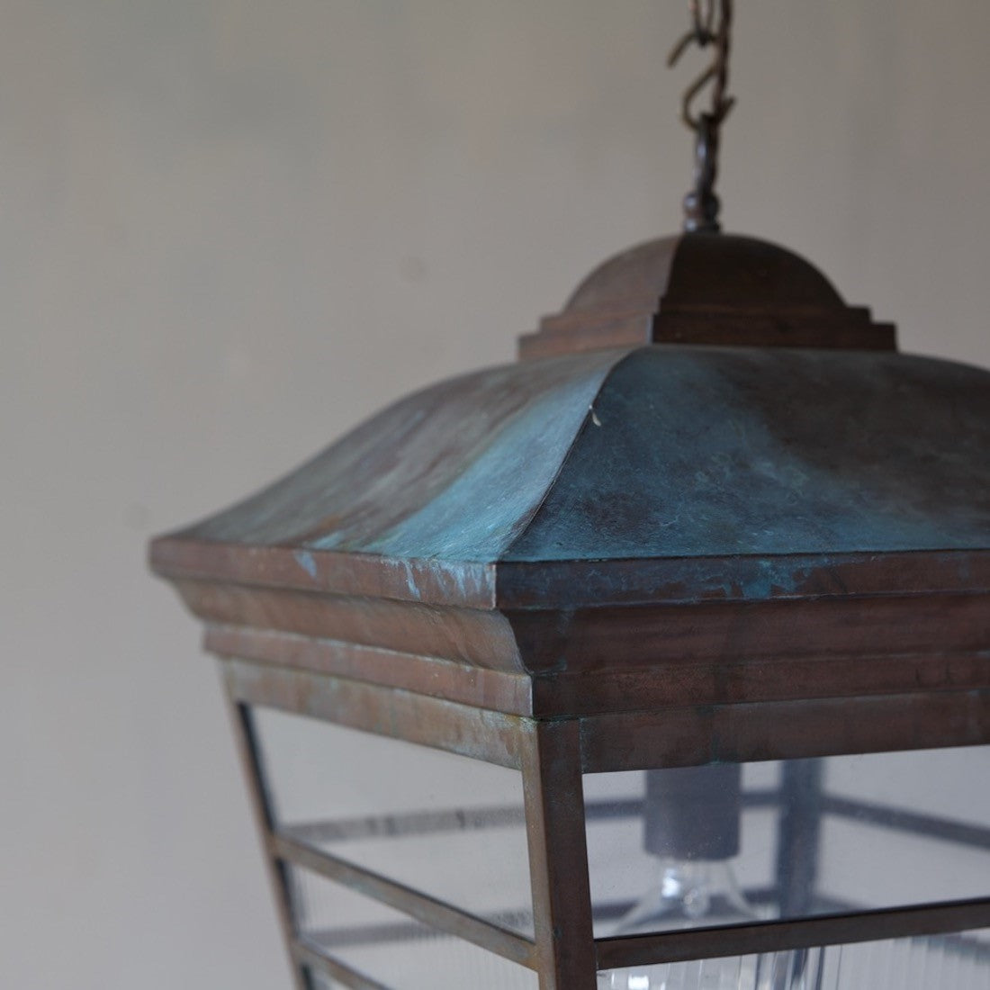 A bold 1930s copper lantern (one of a pair)