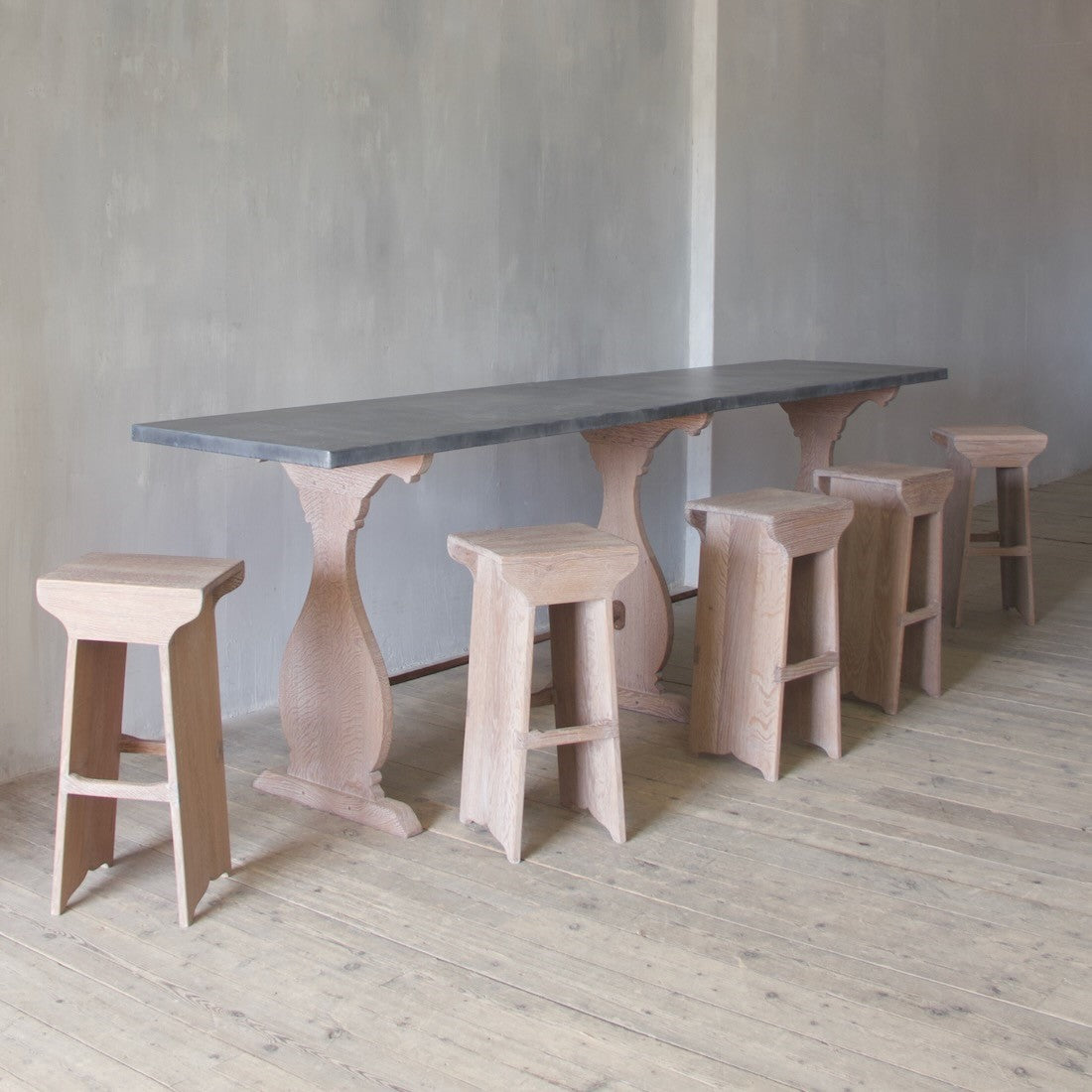 A set of bespoke barstools