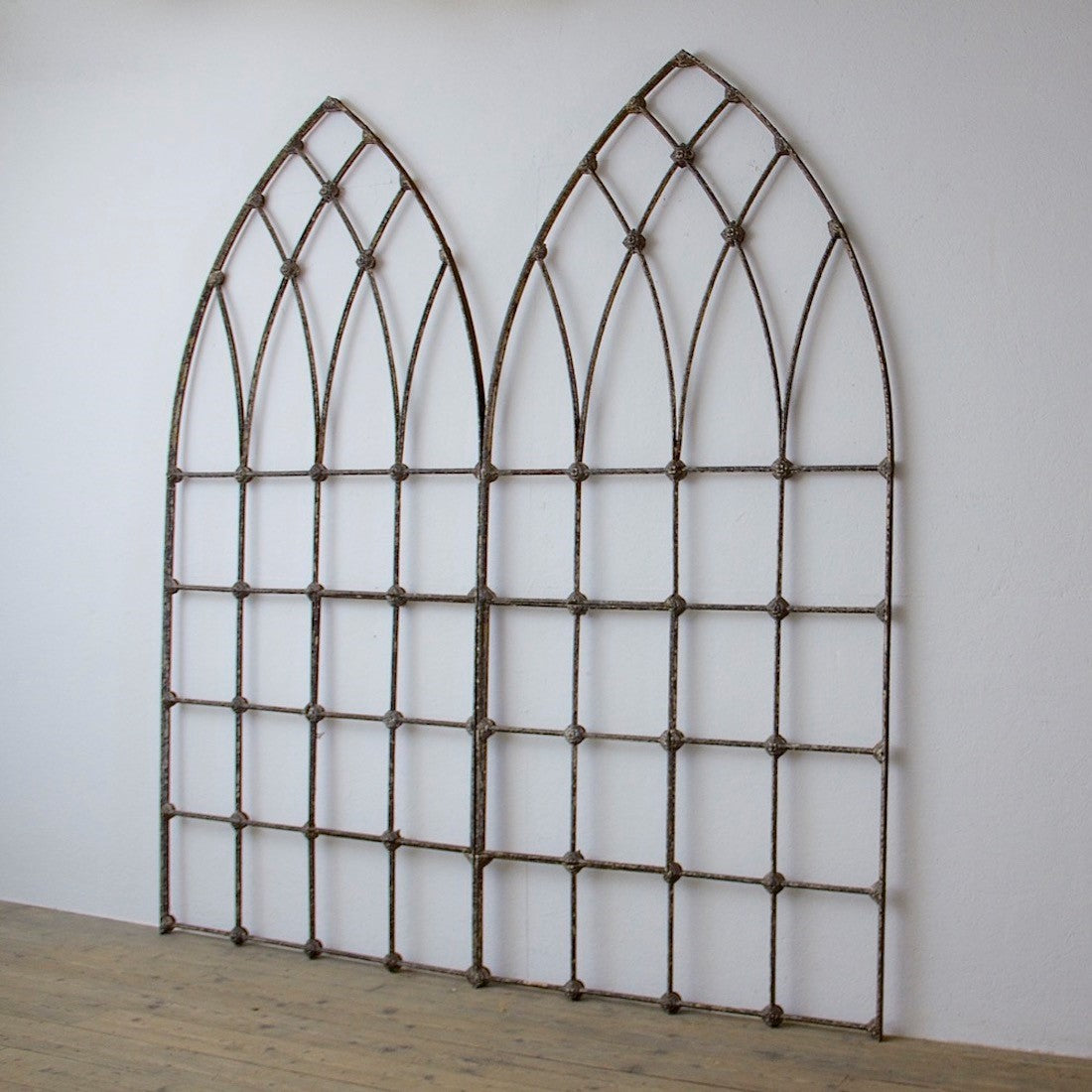 A pair of C19th iron window frames