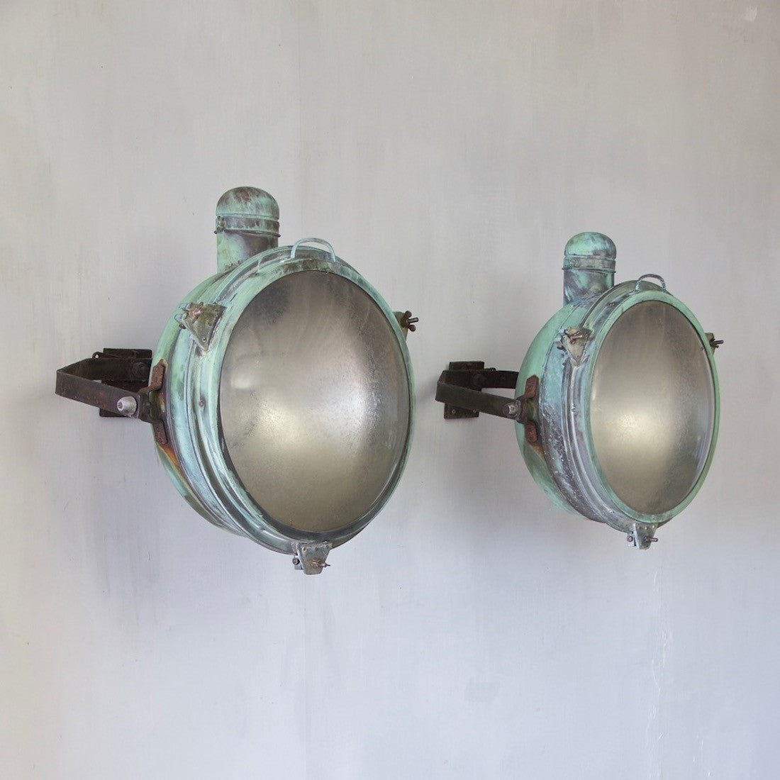 1920s Pair of Holophane Copper Searchlights