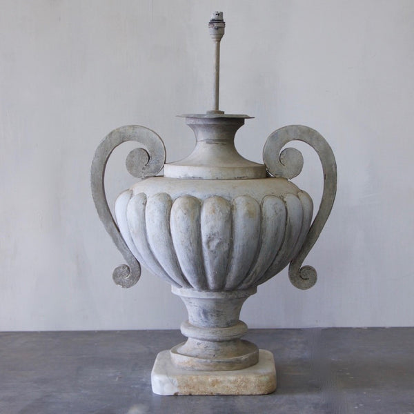 A C19th zinc table lamp