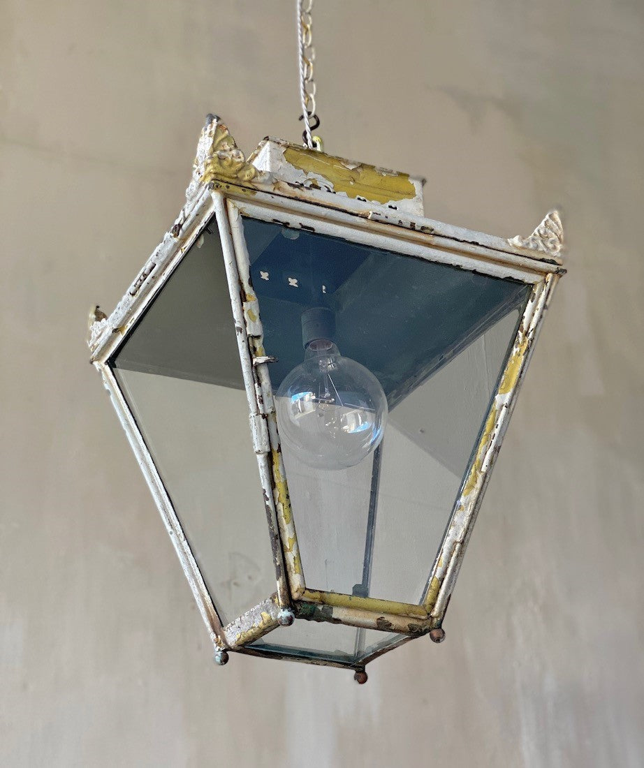 A large 1920s square copper lantern
