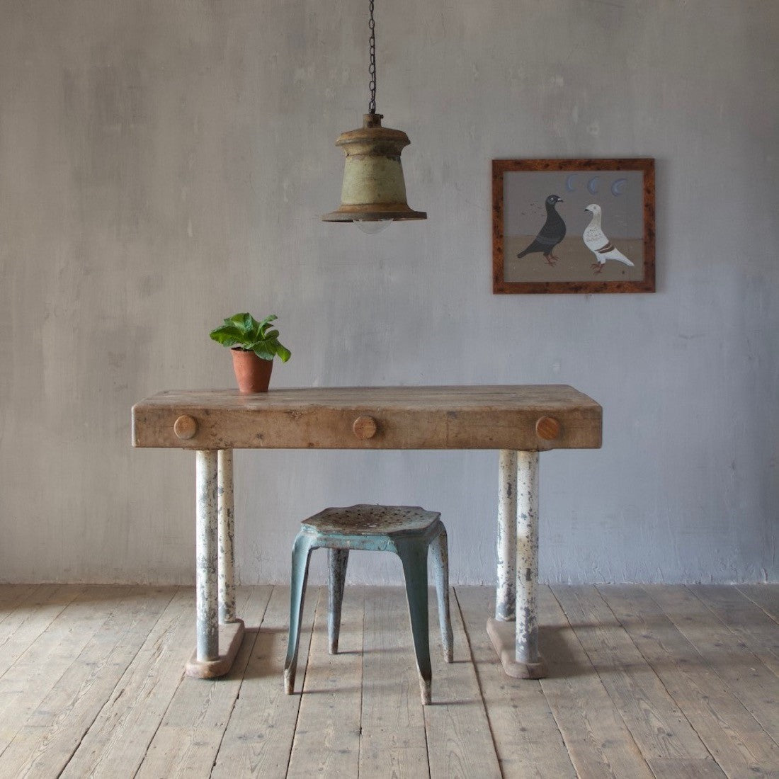 A 19th century iron pendant light