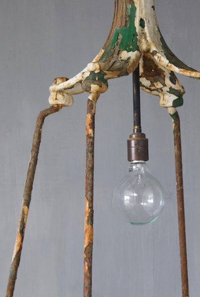 A C19th cast and wrought iron lantern