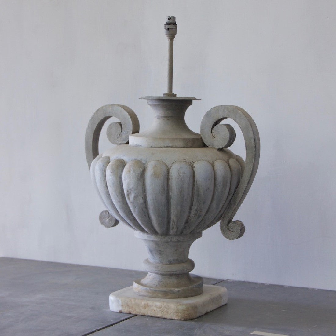 A C19th zinc table lamp
