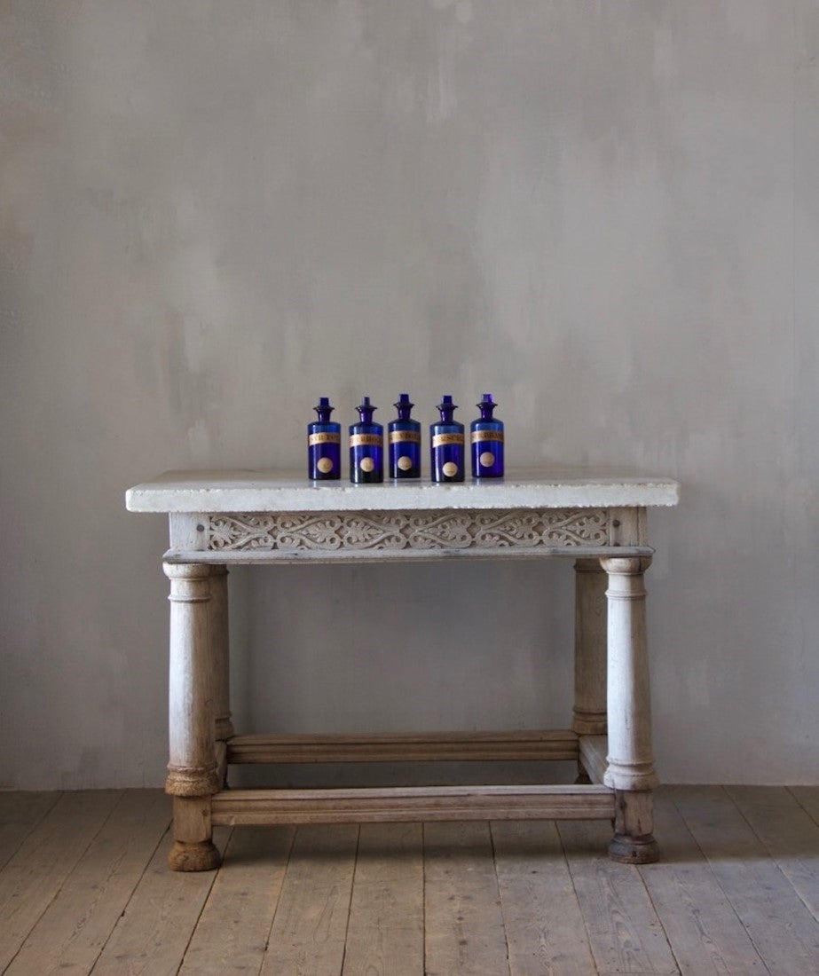 A collection of five C19th apothecary bottles