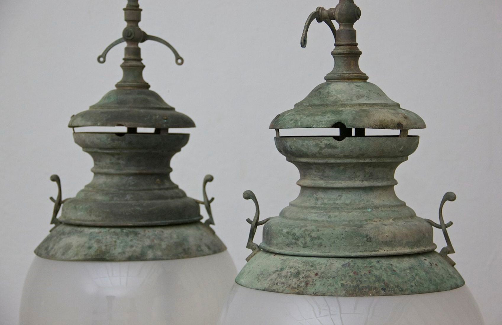 A pair of C19th Italian globe lanterns
