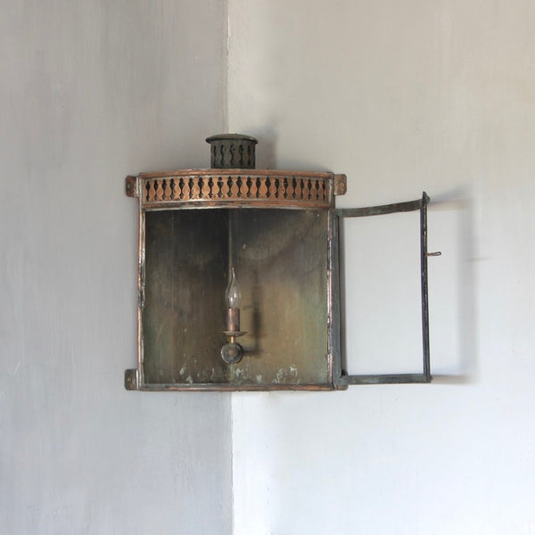 A Georgian copper corner lantern