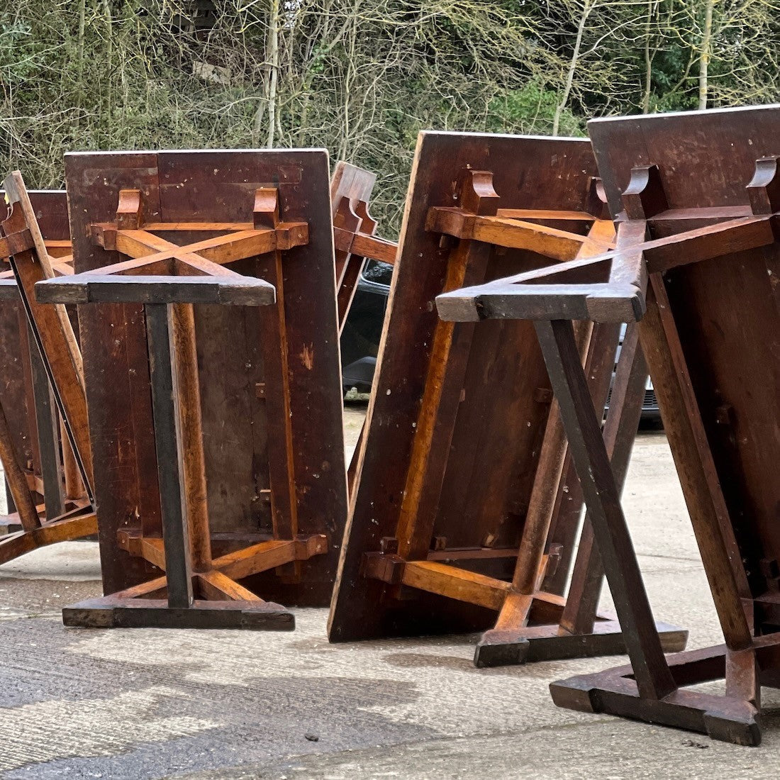 A late 19th century oak refectory table