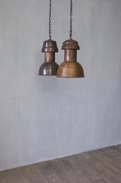 2 similar copper pendant lights