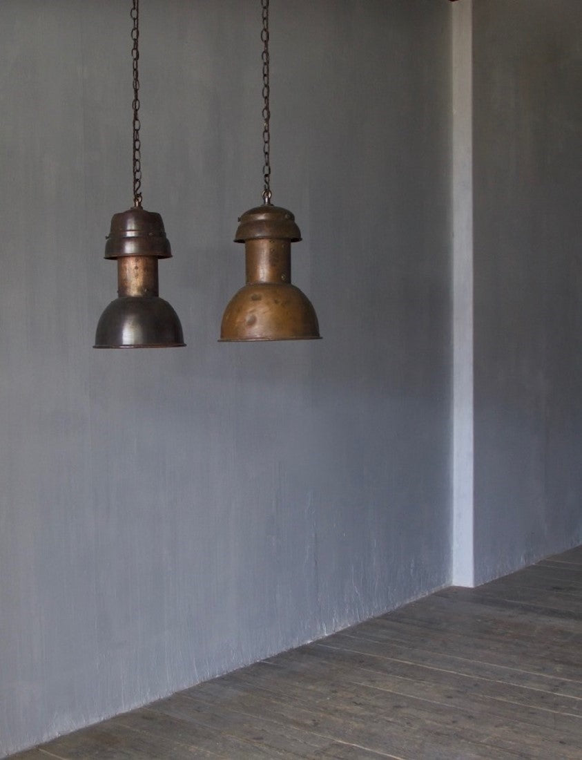 2 similar copper pendant lights