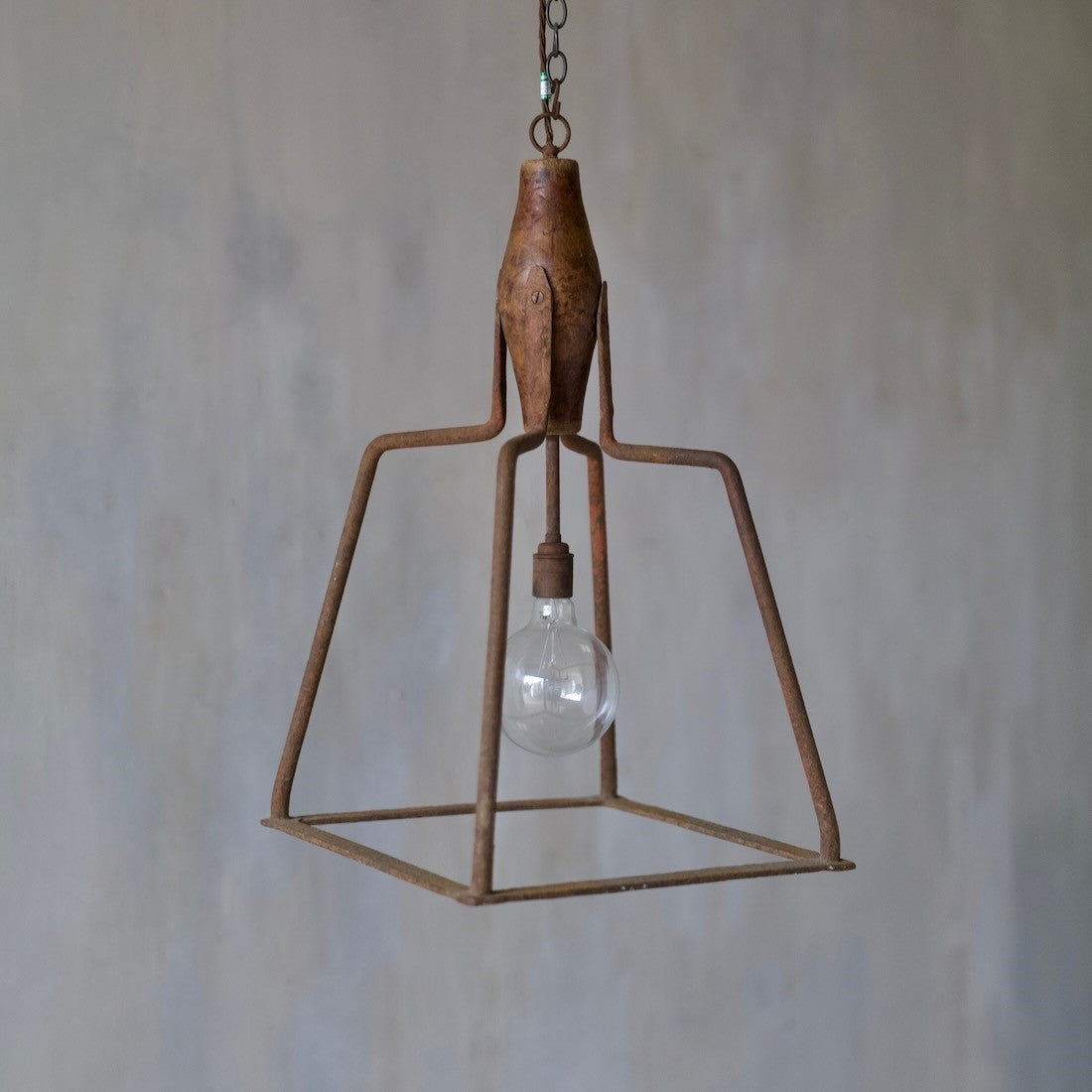 A substantial wrought iron lantern