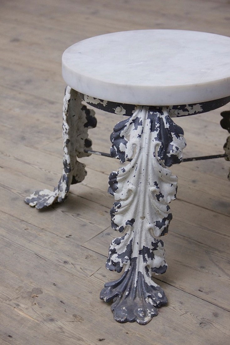 A C19th iron and marble side table