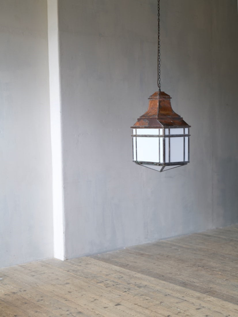 A large architectural copper lantern