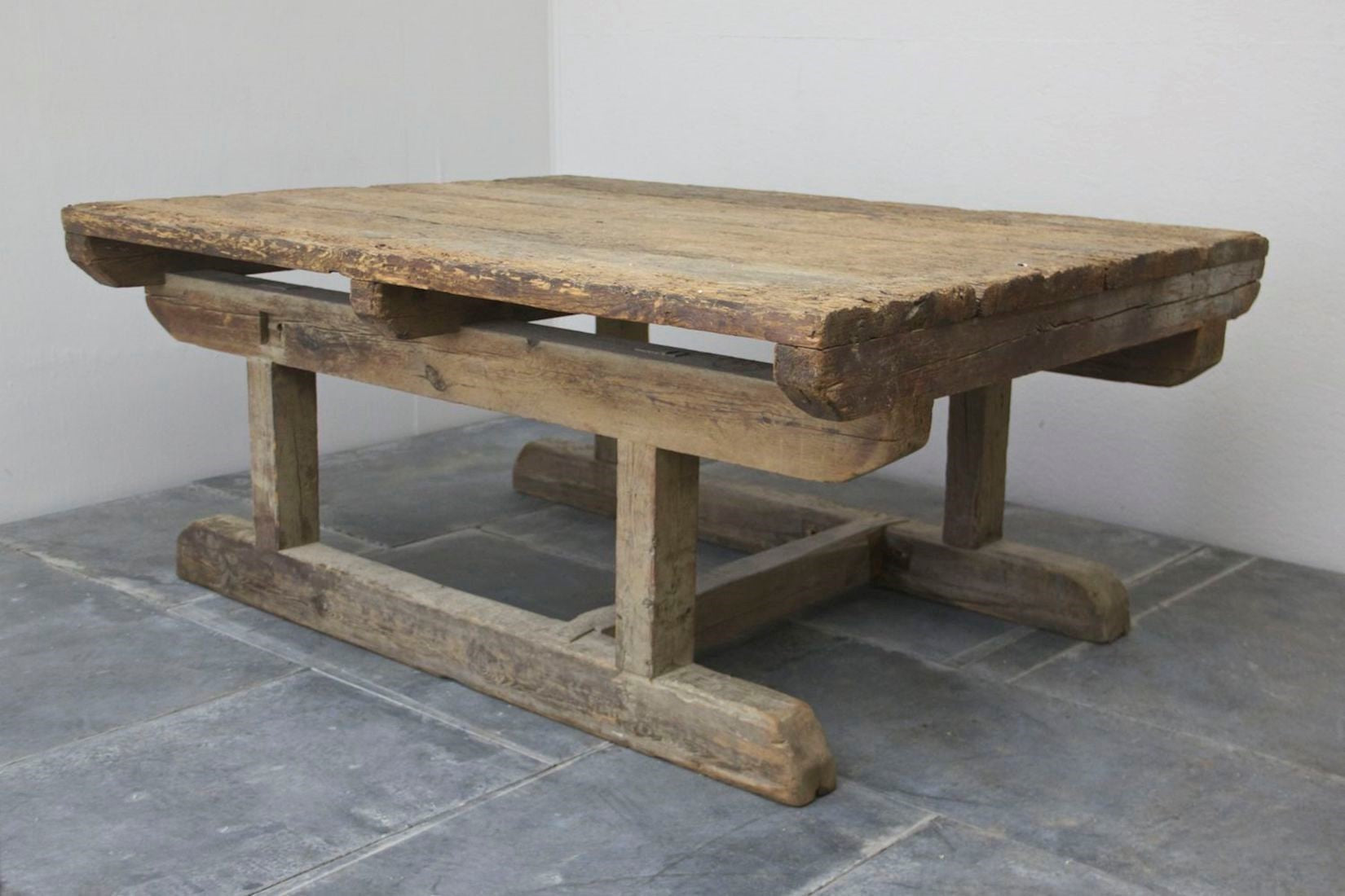 A large, primitive C19th work table