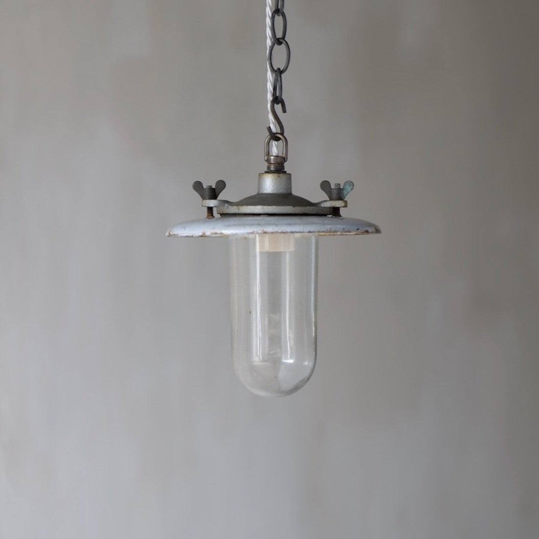 SOLD | An enamelled antique Revo pendant light