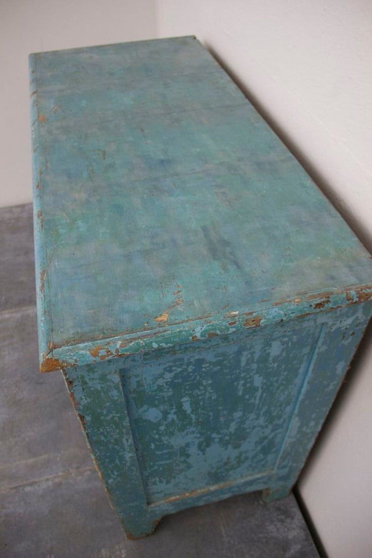 A C19th painted oak chest of drawers