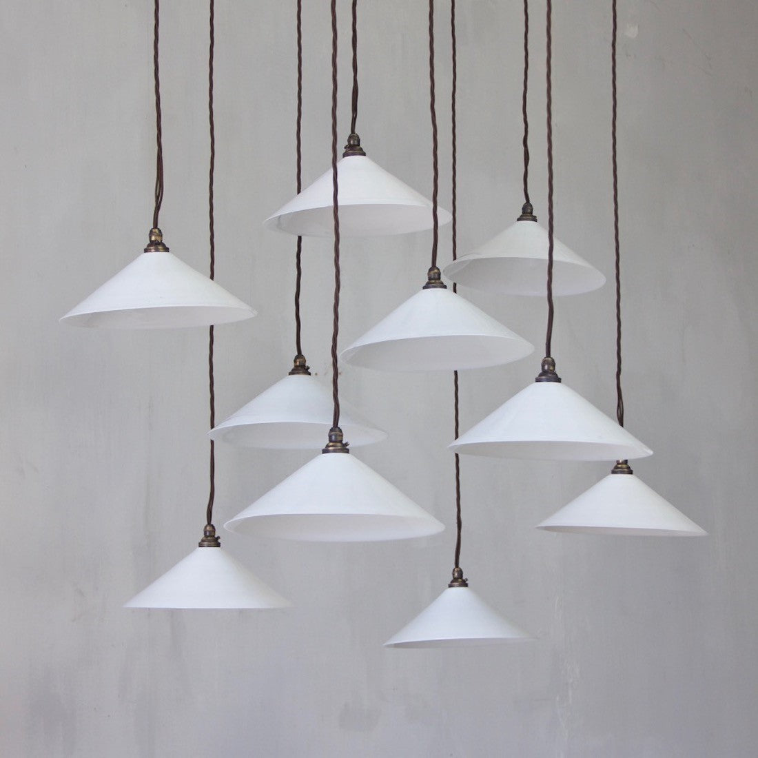 1930s milk glass pendants