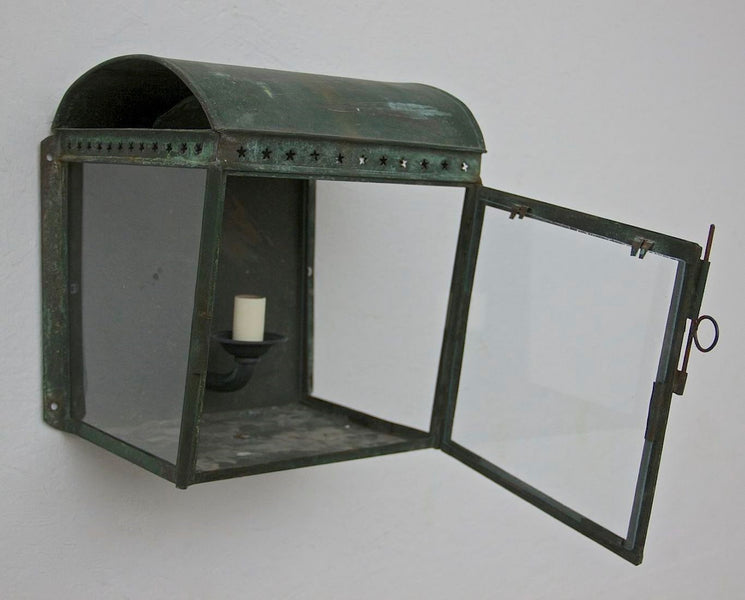 A C19th copper wall lantern
