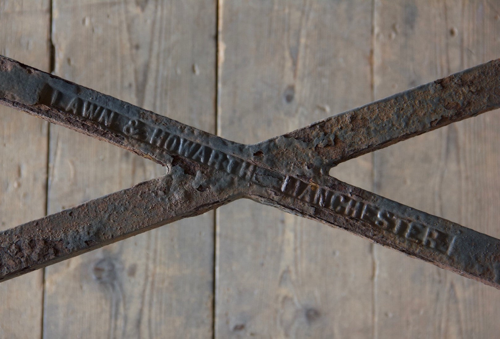 An iron and marble console table
