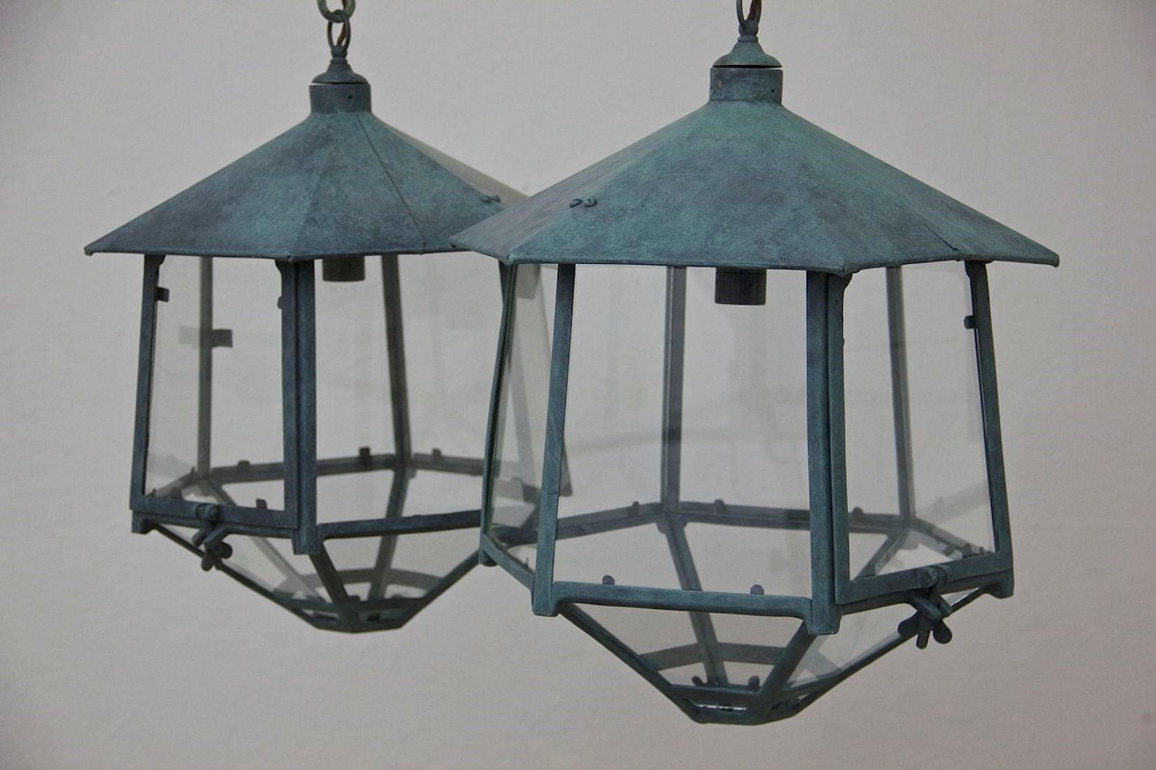 A pair of 1930's copper lanterns