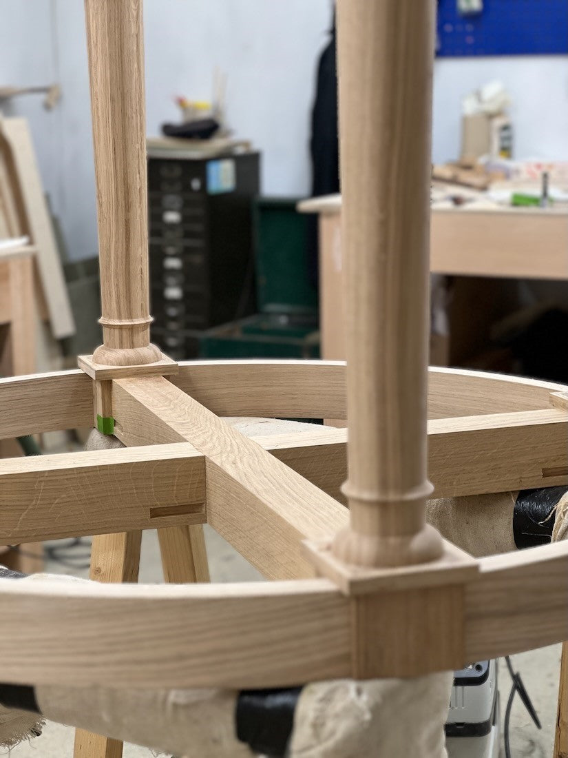 A bespoke circular dining table