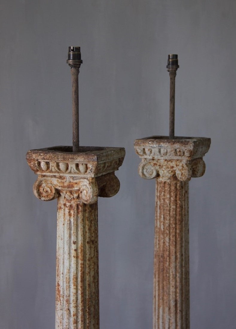 A pair of architectural column lamps
