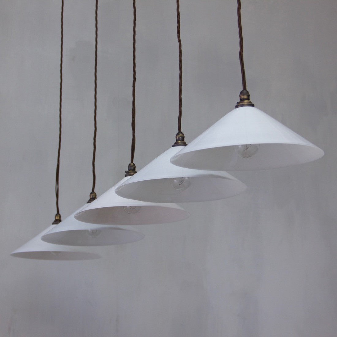 1930s milk glass pendants