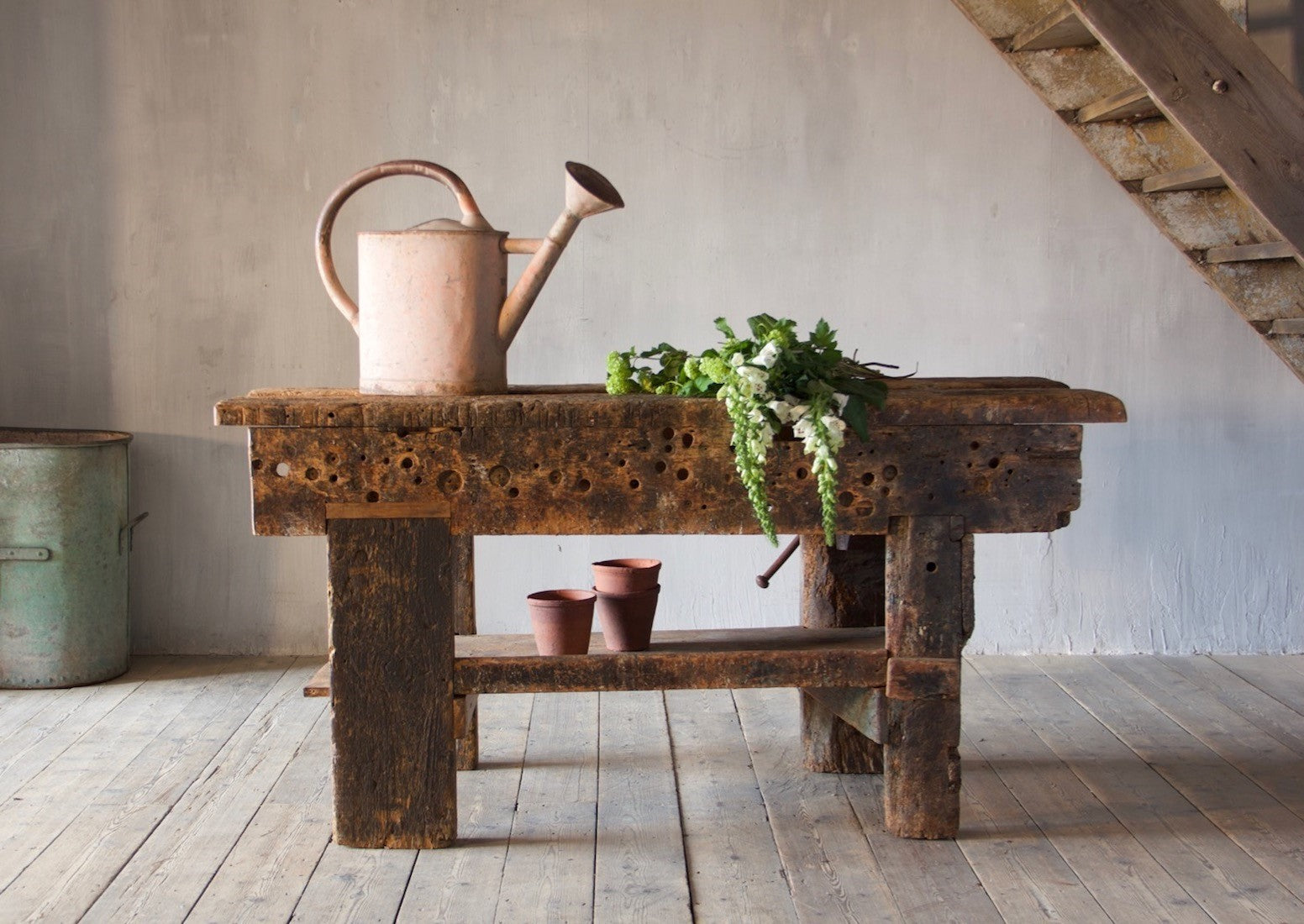 A primitive 19th century workbench