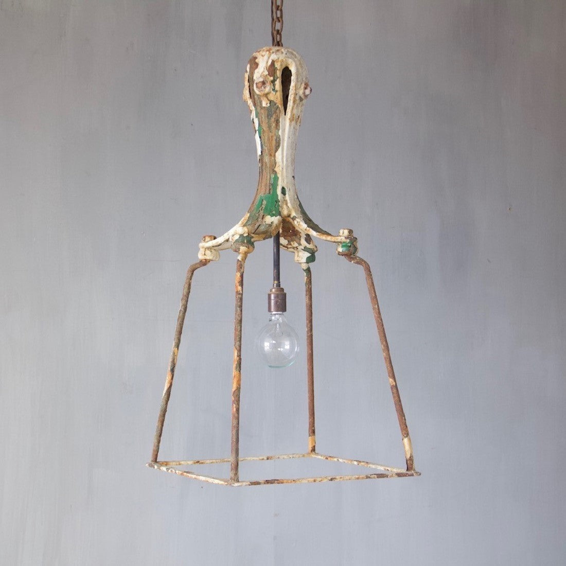 A C19th cast and wrought iron lantern