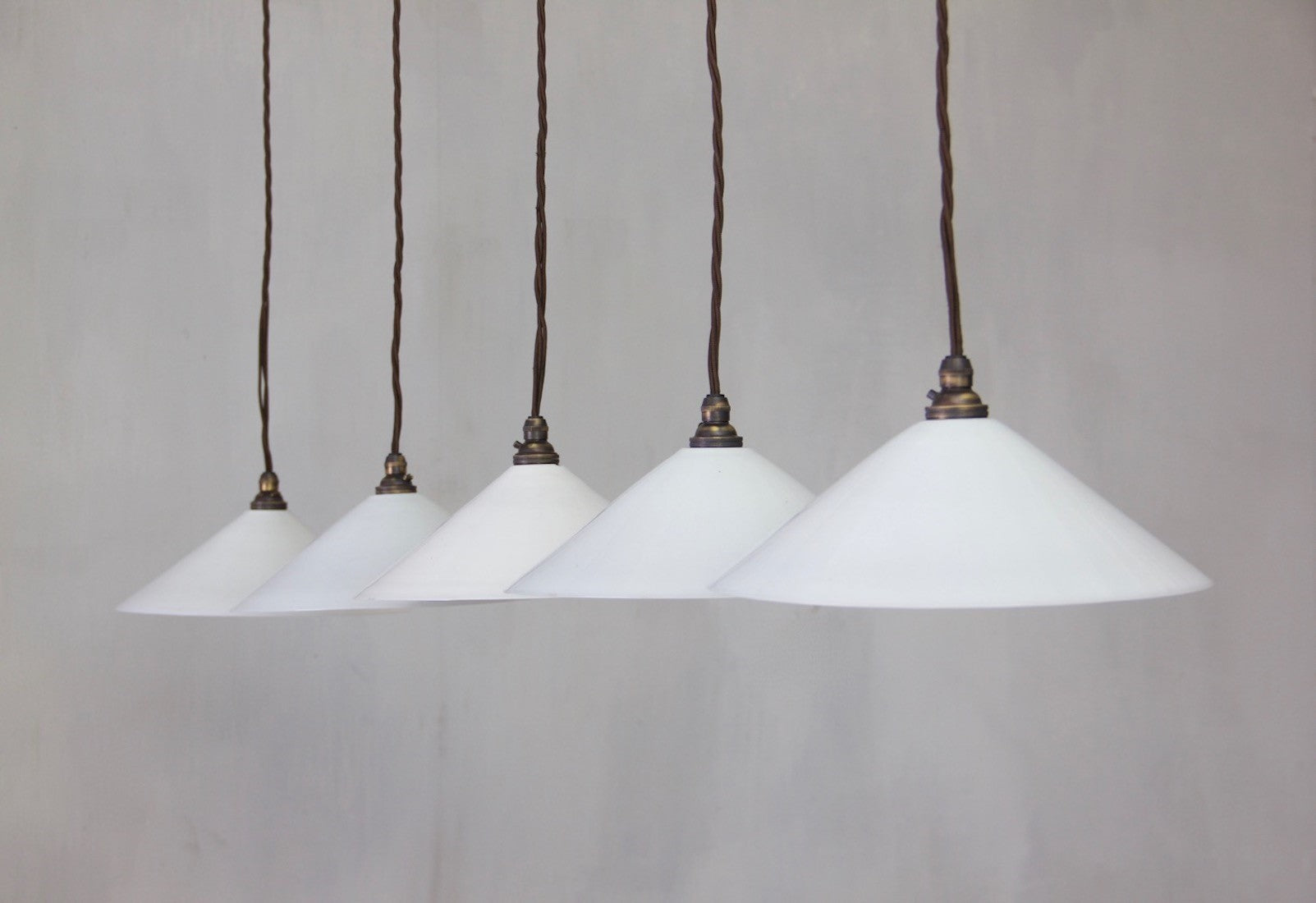 1930s milk glass pendants