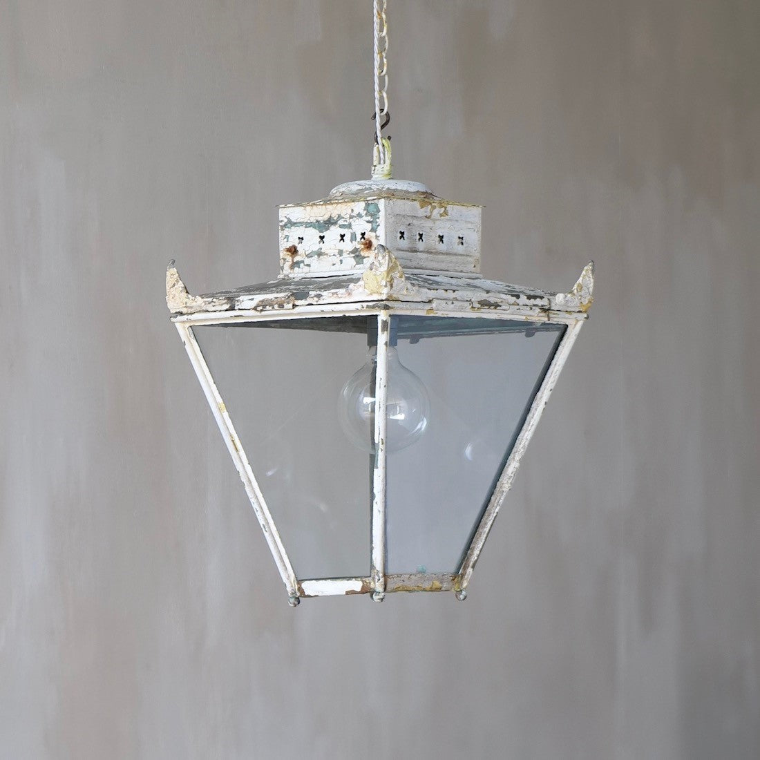 A large 1920s square copper lantern
