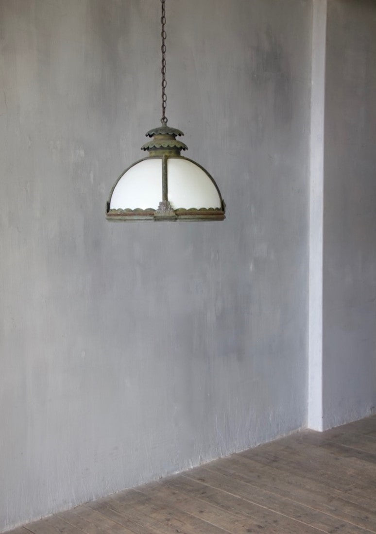 A large half-globe pendant light