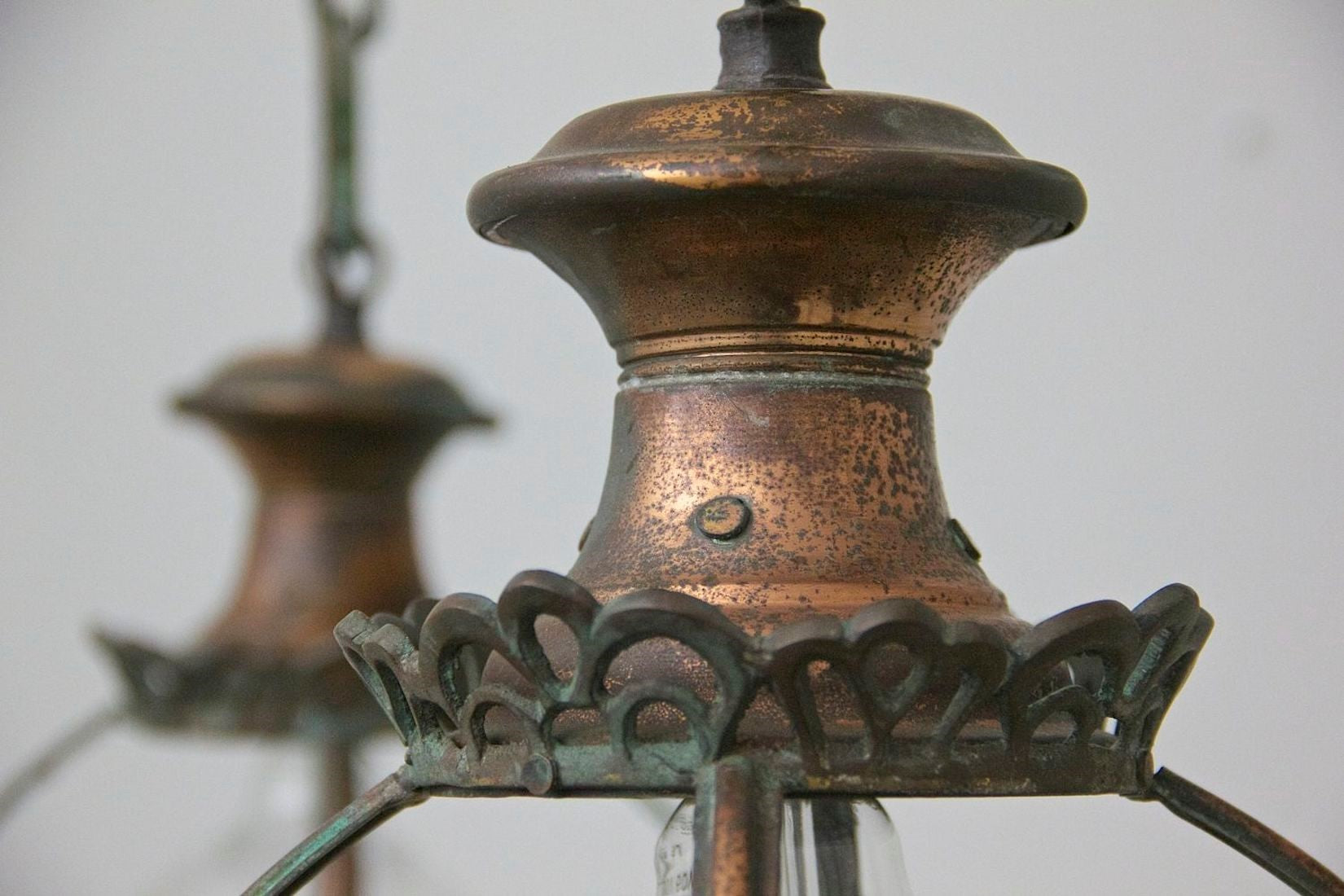 A pair of copper globe lanterns