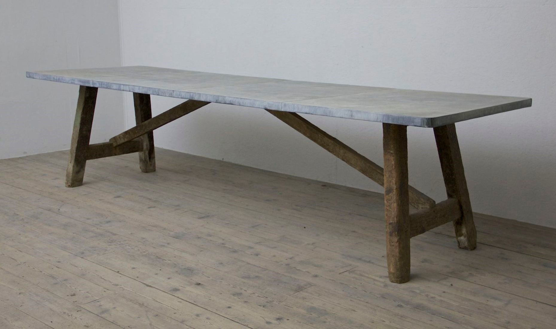 A C19th zinc top preparation table