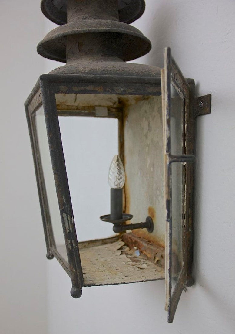 A C19th tole wall lantern