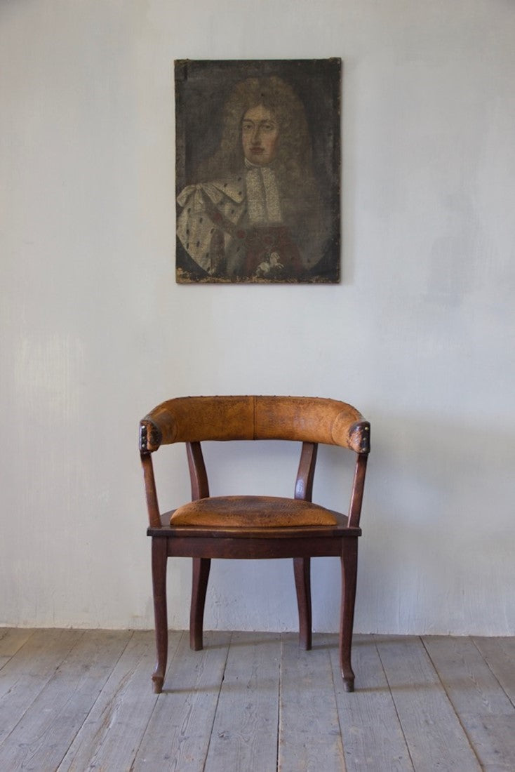 A C19th leather desk chair