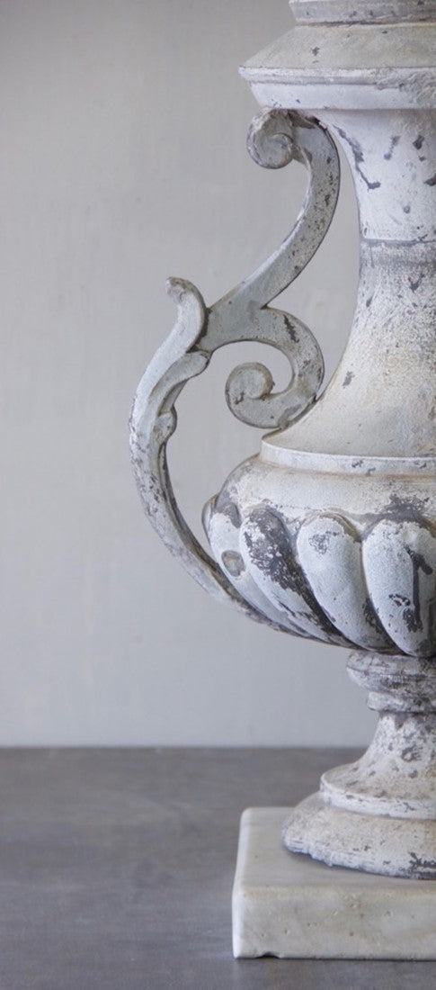 A C19th zinc urn table lamp